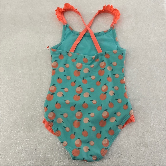 CAT & JACK Toddler Girls “Peaches” Ruffled One Piece Swim Suit - Picture 4 of 8